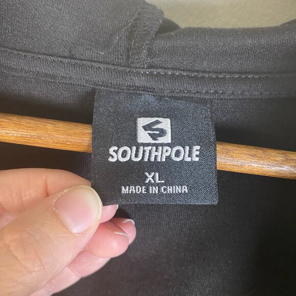 Southpole Men's Sz XL Black Yellow Full Zip Hoodie Pockets Drawstring Sweatshirt - Picture 8 of 12